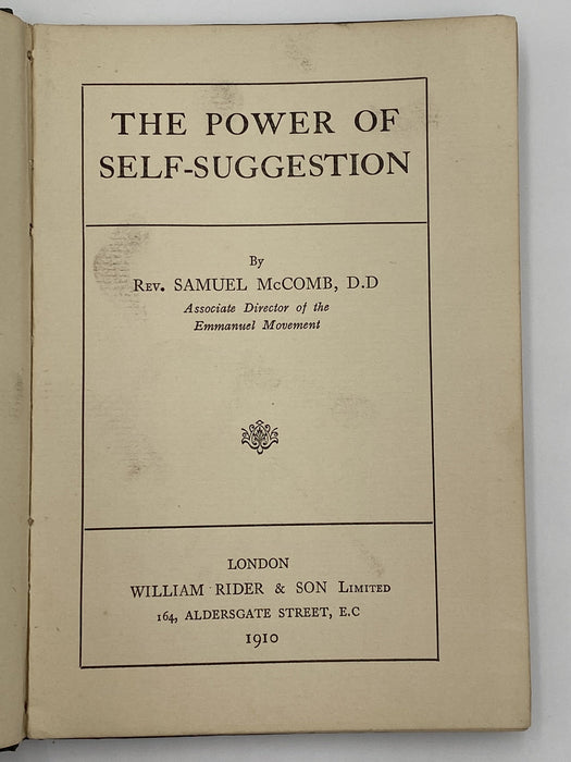 The Power of Self-Suggestion by Rev. Samuel McComb - 1910 Recovery Collectibles