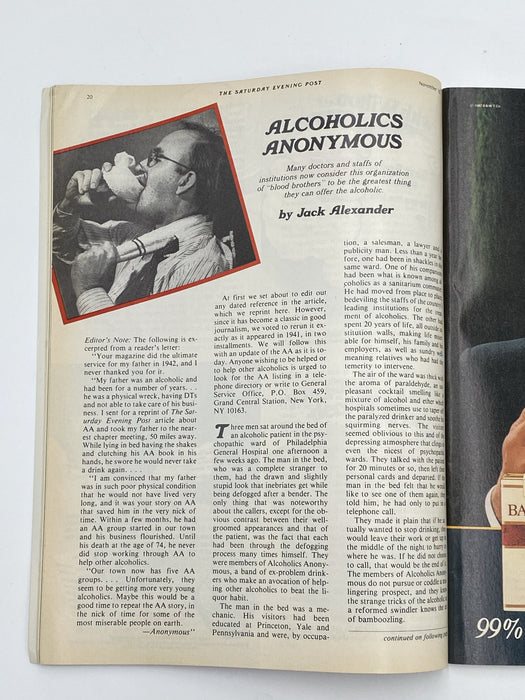 The Saturday Evening Post - November 1982 - Alcoholics Anonymous Recovery Collectibles