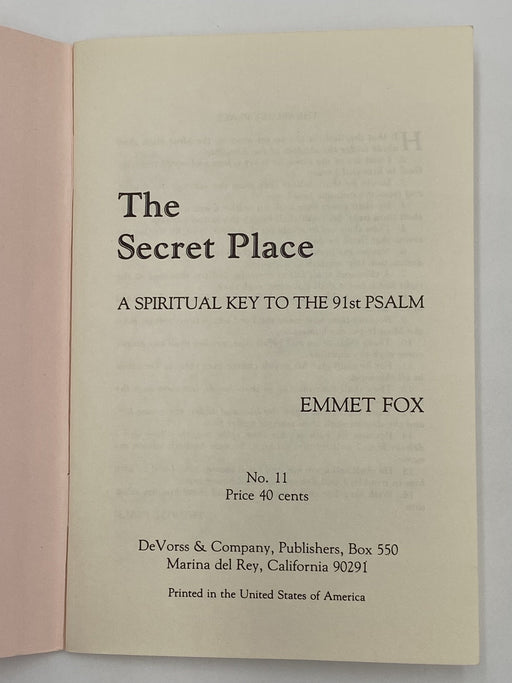 The Secret Place by Emmet Fox Recovery Collectibles