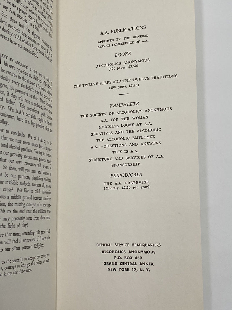 The Society of Alcoholics Anonymous - 1953 Edition Recovery Collectibles