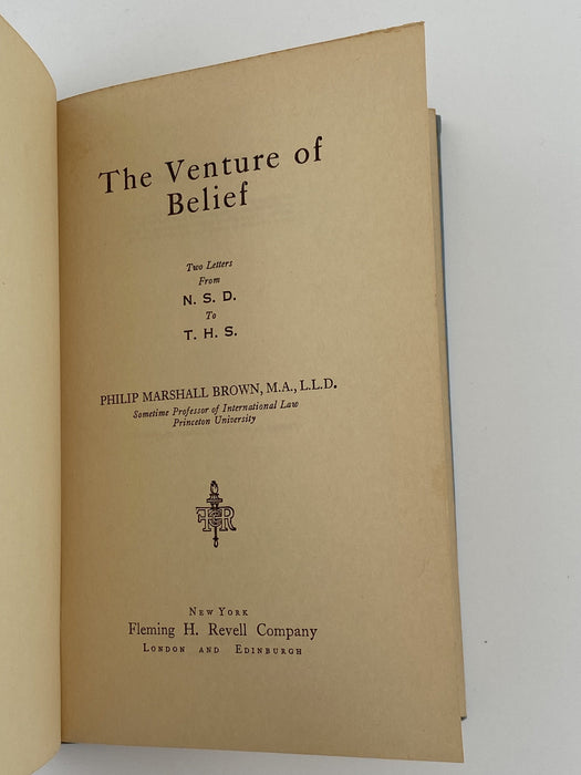 The Venture of Belief by Philip Marshall Brown - 3rd Edition Recovery Collectibles