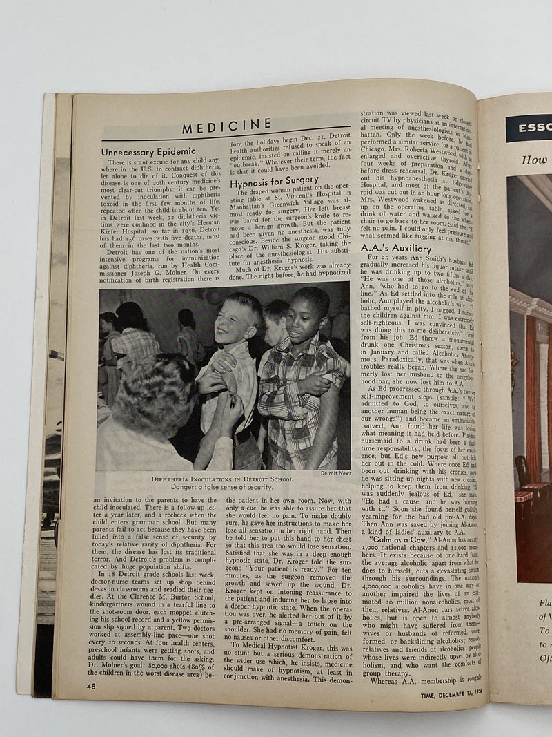 Time Magazine - AA’s Auxiliary - December 1956 Recovery Collectibles