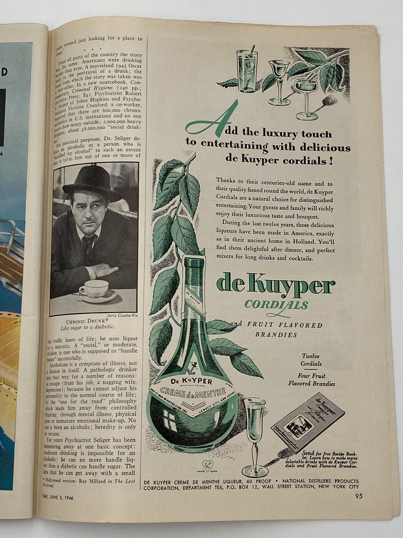 Time Magazine - Alcoholic Illness - June 1946 Recovery Collectibles