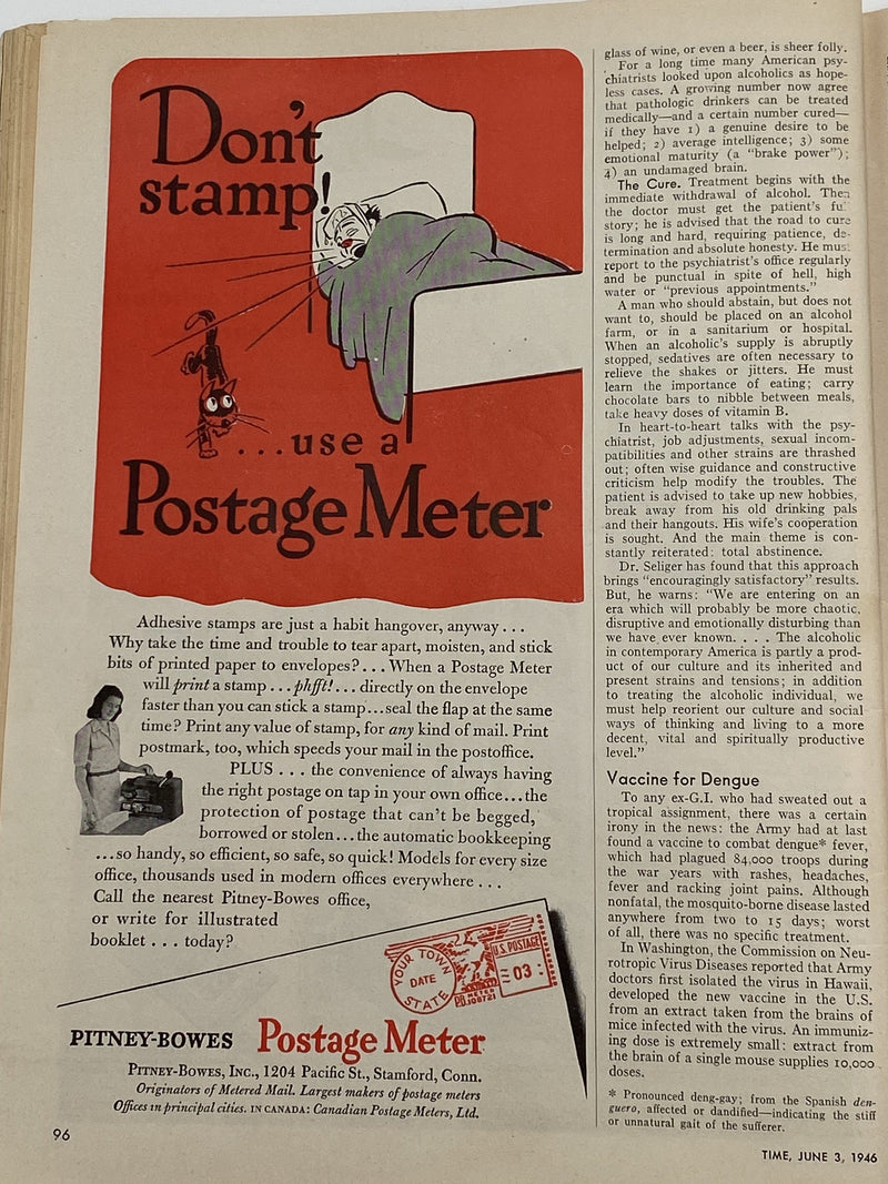 Time Magazine - Alcoholic Illness - June 1946 Recovery Collectibles