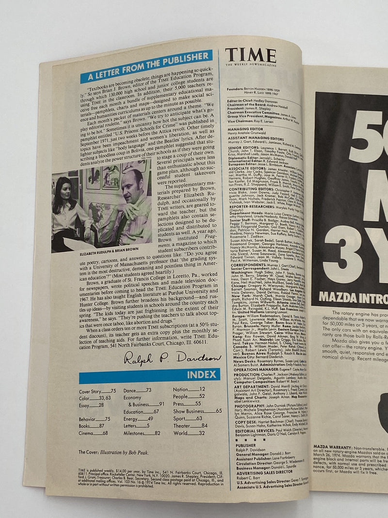 Time Magazine - Alcoholism - April 1974 Recovery Collectibles