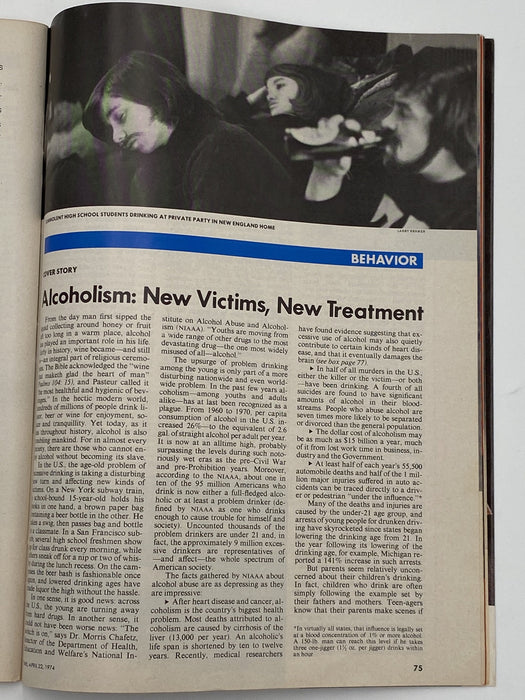 Time Magazine - Alcoholism - April 1974 Recovery Collectibles