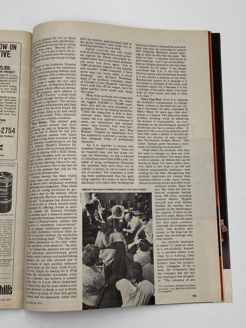 Time Magazine - Alcoholism - April 1974 Recovery Collectibles