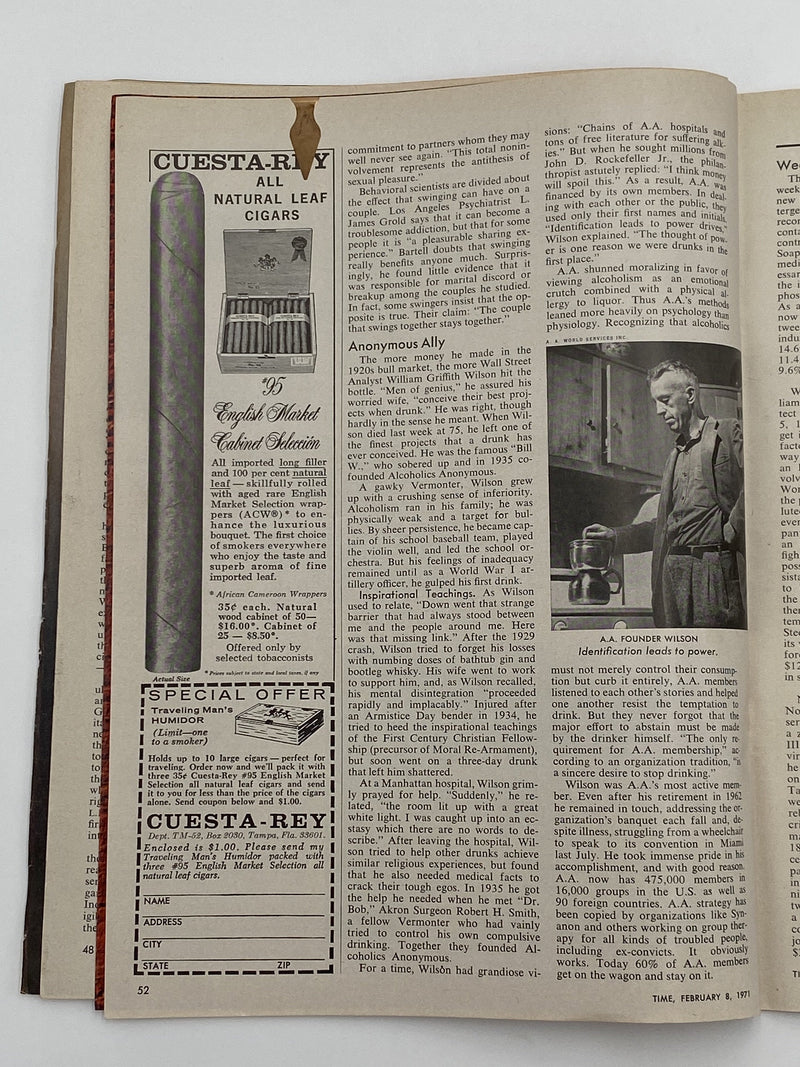 Time Magazine - Anonymous Ally - February 8, 1971 Recovery Collectibles