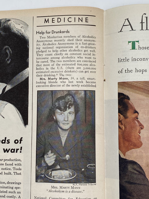 Time Magazine - Help for Drunkards - October 1944 Recovery Collectibles