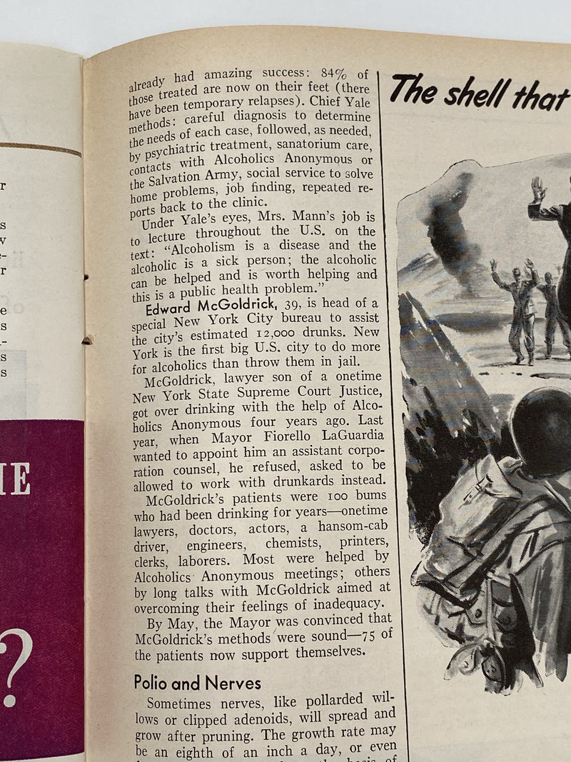 Time Magazine - Help for Drunkards - October 1944 Recovery Collectibles