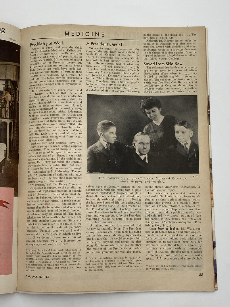 Time Magazine - July 1955 - Saved from Skid Row Recovery Collectibles