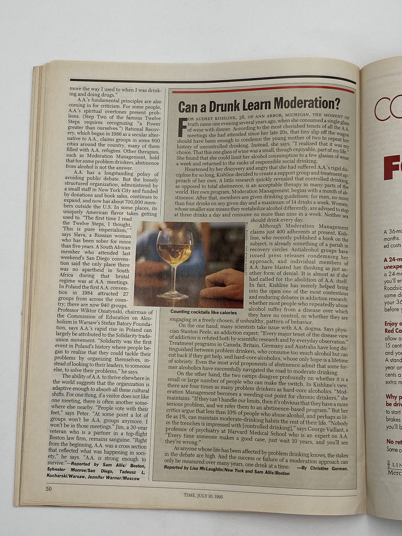 Time Magazine - Sobering Times for AA - July 1995 Recovery Collectibles