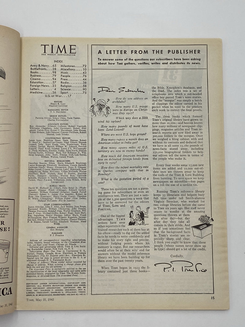 Time Magazine - Yale’s School of Alcohol Studies - May 1943 Recovery Collectibles