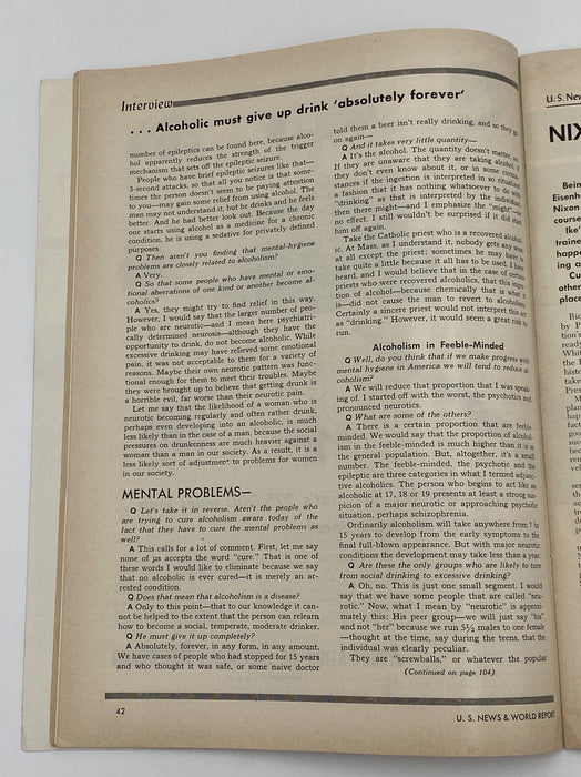 U.S. News & World Report - The Facts About Alcoholism - October 1953 Recovery Collectibles