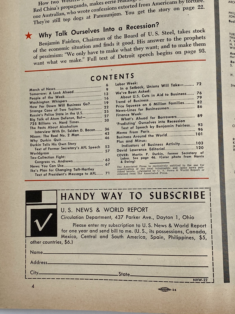 U.S. News & World Report - The Facts About Alcoholism - October 1953 Recovery Collectibles