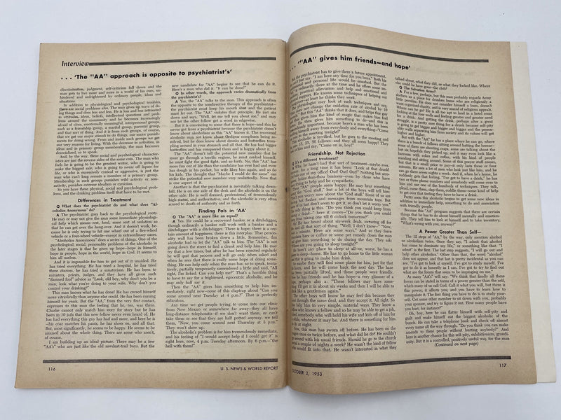 U.S. News & World Report - The Facts About Alcoholism - October 1953 Recovery Collectibles