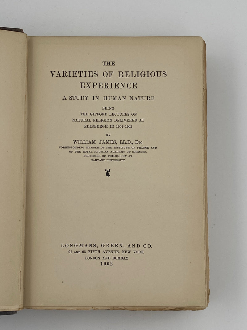 Varieties of Religious Experience by William James - 2nd Printing 1902 Recovery Collectibles