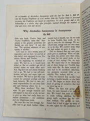 Why Alcoholics Anonymous is Anonymous by Bill W. - 1972 AA Pamphlet Recovery Collectibles