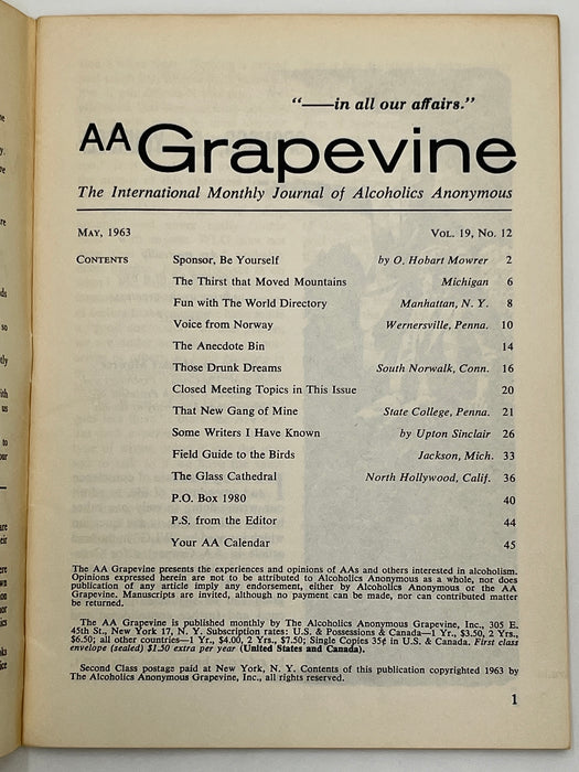 AA Grapevine from May 1963 - Those Drunk Dreams Mark McConnell