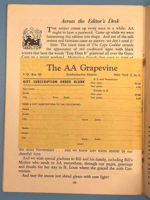 AA Grapevine from November 1955 Mark McConnell