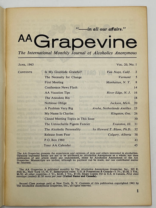 AA Grapevine from June 1963 - Conference News Flash Mark McConnell