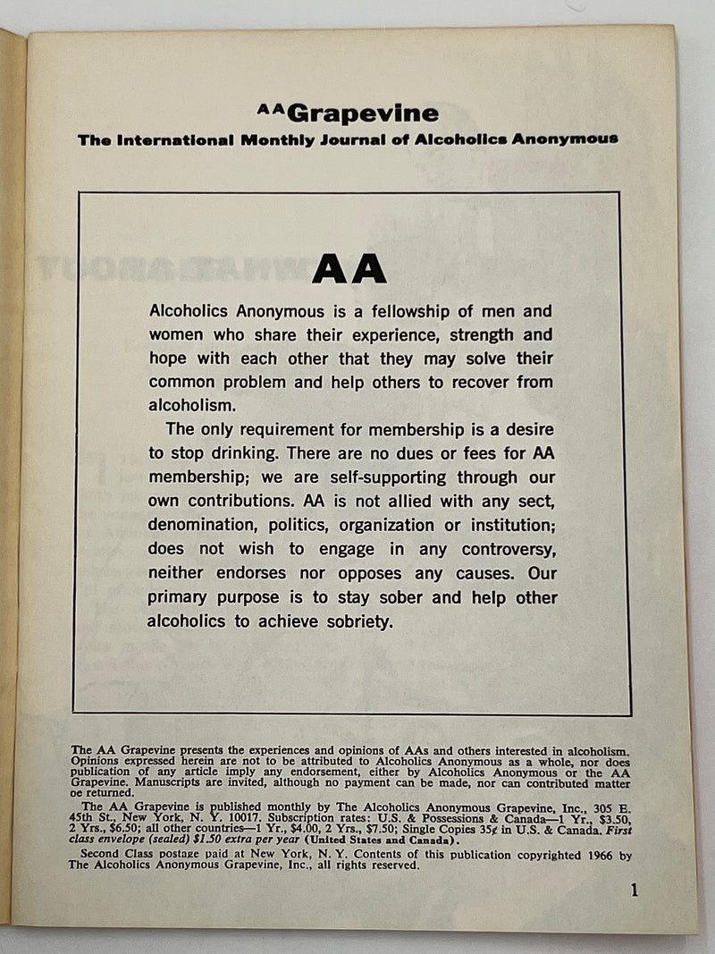 AA Grapevine from October 1966 - The Old 24th Street Clubhouse Mark McConnell