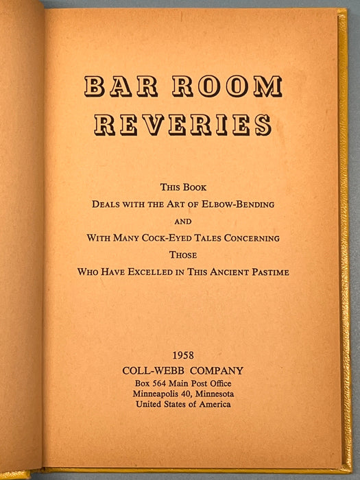 Bar Room Reveries by Ed Webster - First Edition 1958 Recovery Collectibles