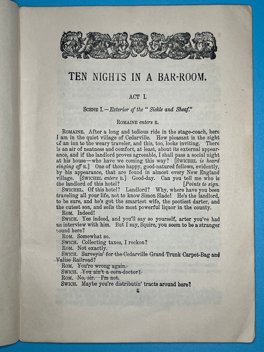 Ten Nights in a Bar-Room: A Temperance Drama in Five Acts Recovery Collectibles