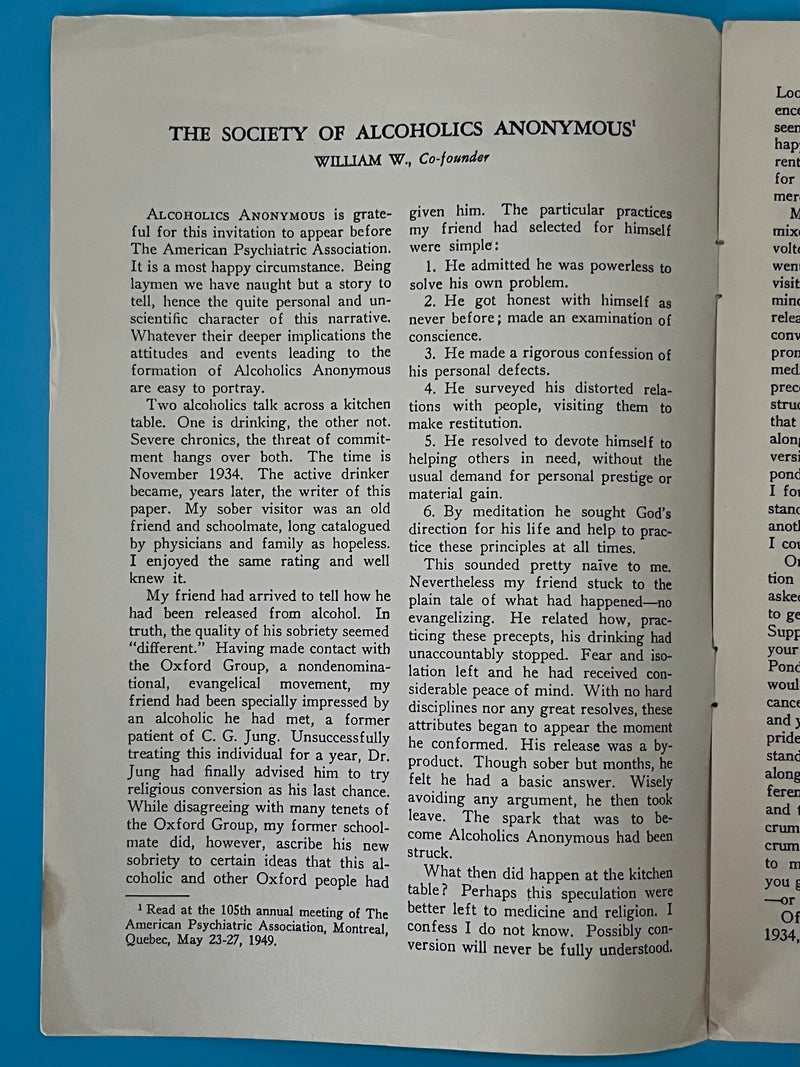 The Society of Alcoholics Anonymous - Pamphlet Recovery Collectibles