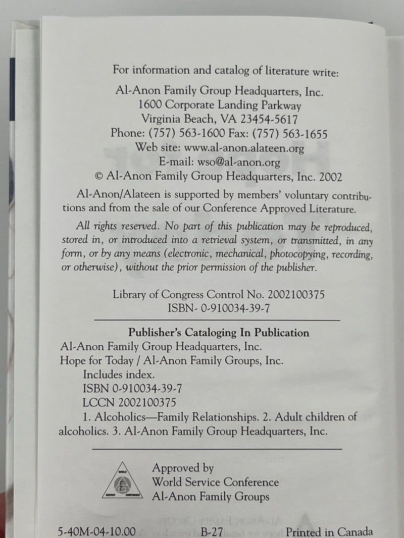 Hope for Today - Al-Anon Family Groups Daily Reader Recovery Collectibles