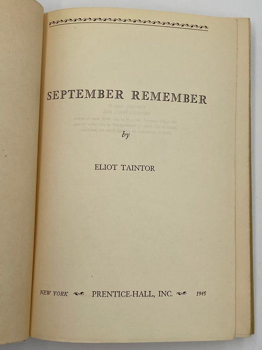 September Remember by Eliot Taintor - 1945 - ODJ Recovery Collectibles