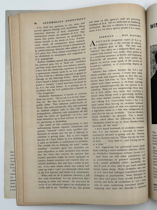 Harper’s Magazine February 1963 - Alcoholics Anonymous: Cult or Cure? Recovery Collectibles