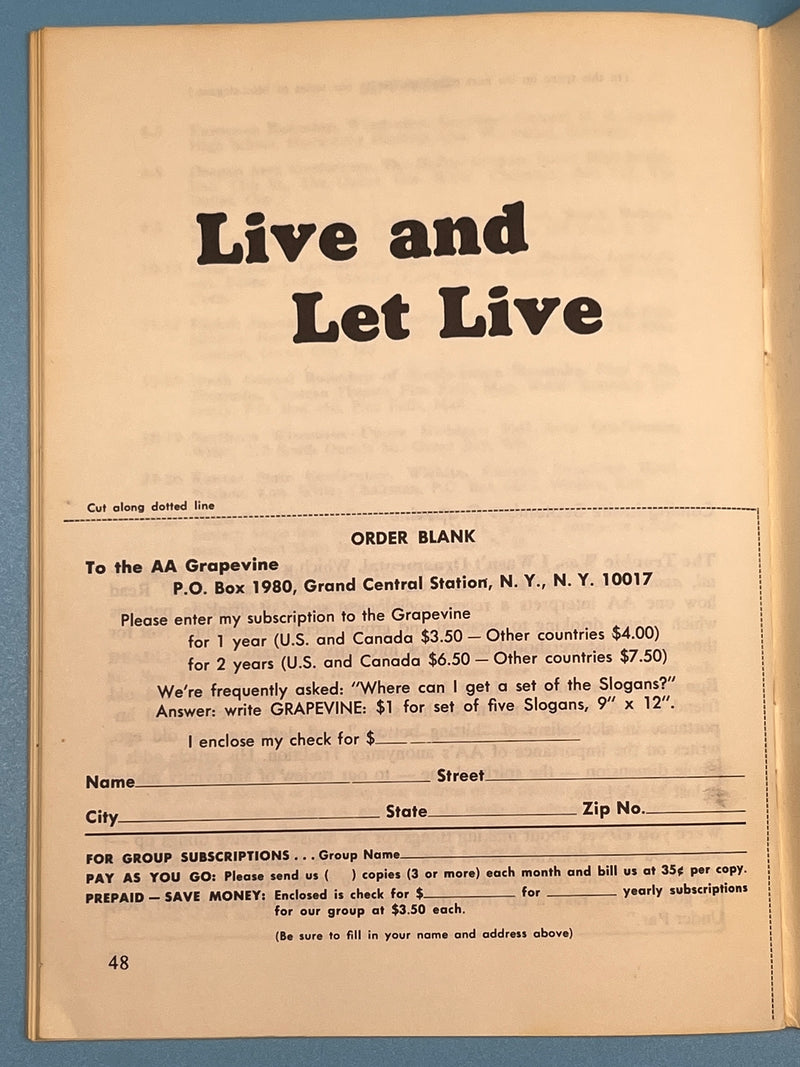 AA Grapevine - August 1965 - The Saga of William Recovery Collectibles
