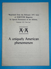 AA - A Uniquely American Phenomenon - AA Pamphlet Recovery Collectibles