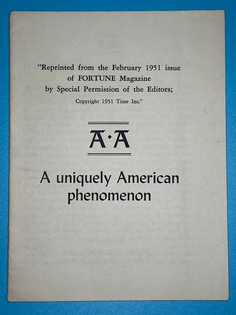 AA - A Uniquely American Phenomenon - AA Pamphlet Recovery Collectibles