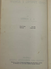One Thing I Know by A.J. Russell - Second Printing 1933 Recovery Collectibles
