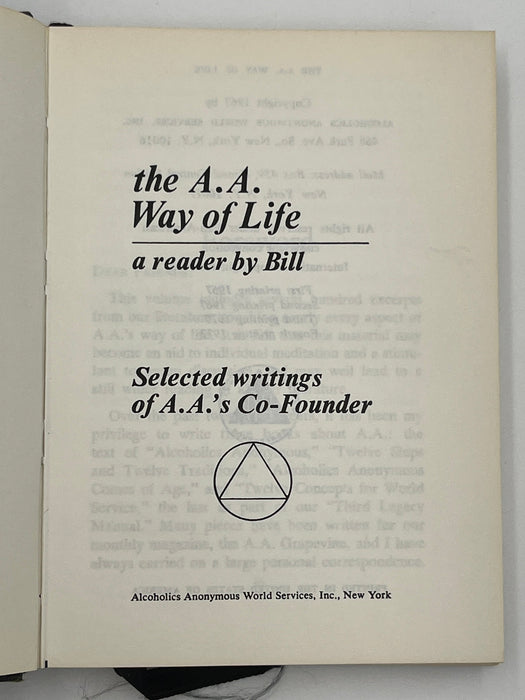 The AA Way of Life: As Bill Sees It - Fourth Printing 1972 Recovery Collectibles