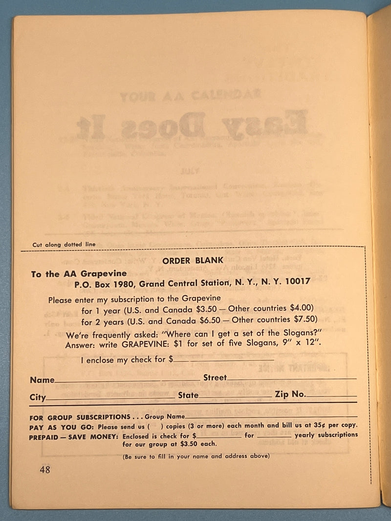 AA Grapevine issue from July 1965 - 30th Anniversary International Convention Recovery Collectibles