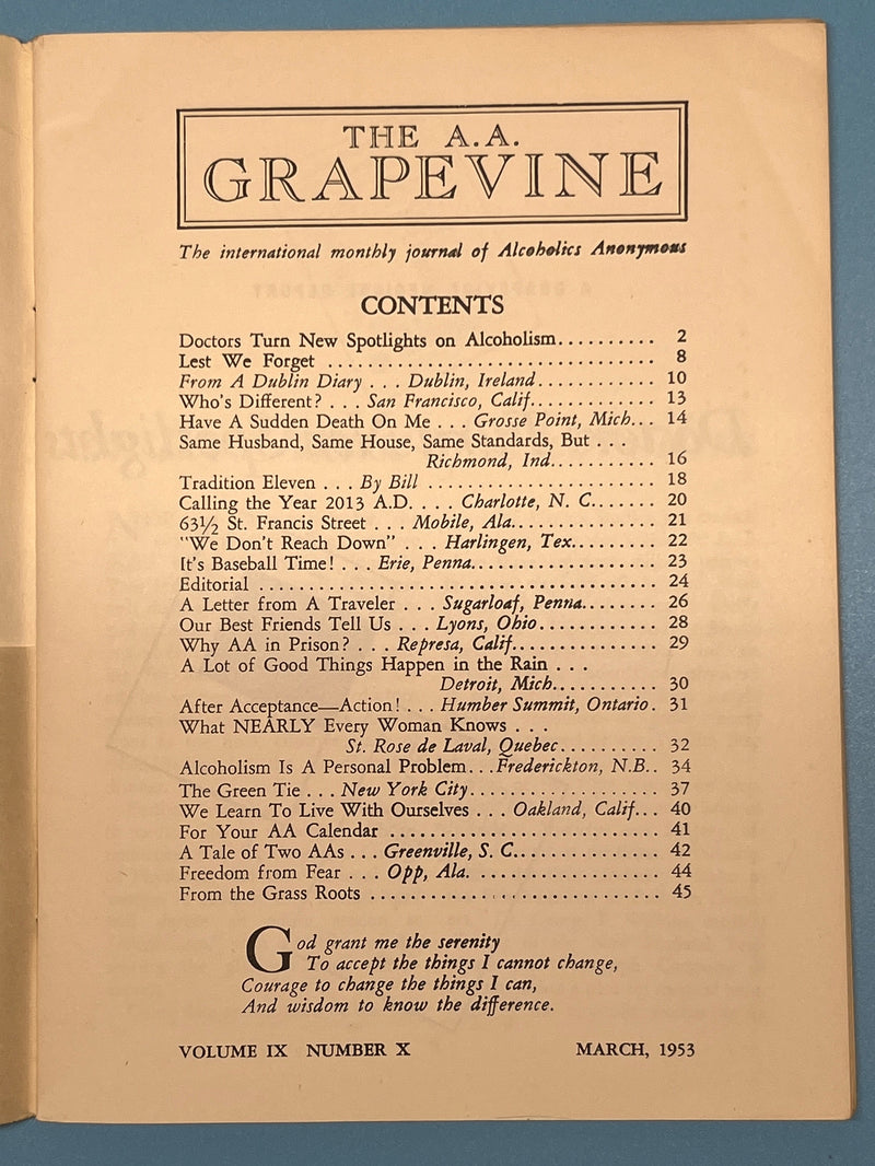AA Grapevine from March 1953 Mark McConnell