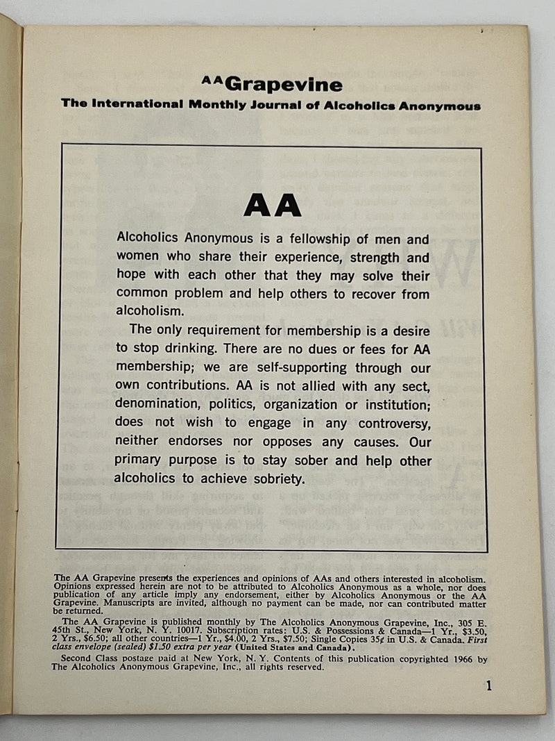 AA Grapevine from November 1966 - Do AAs Need Psychiatry Mark McConnell