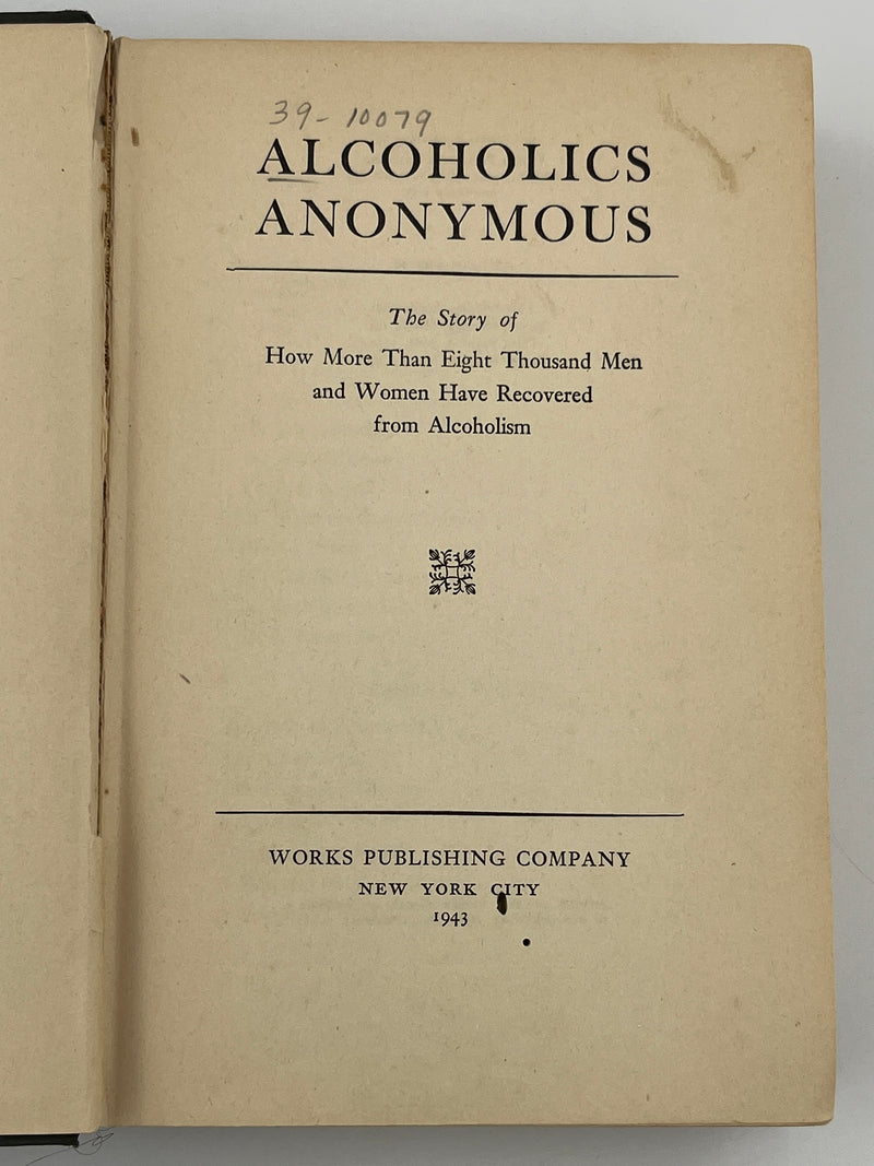 Alcoholics Anonymous First Edition 4th Printing from 1943 - Green - RDJ Recovery Collectibles