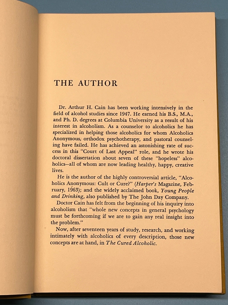The Cured Alcoholic by Arthur H. Cain Recovery Collectibles
