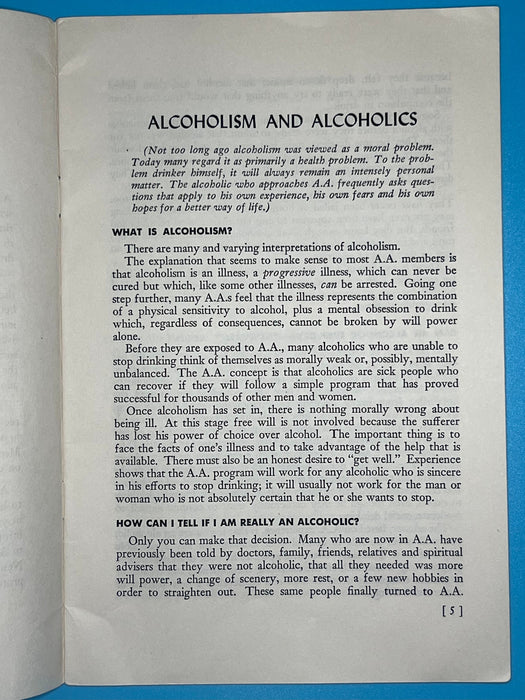 A.A. 44 Questions - 1952 Pamphlet Recovery Collectibles