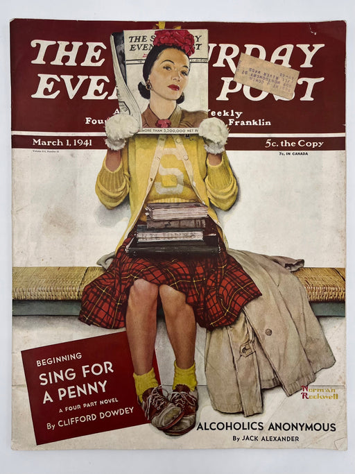 Saturday Evening Post - March 1, 1941 - Alcoholics Anonymous Recovery Collectibles