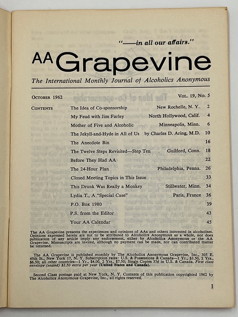 AA Grapevine from October 1962 - The 24 Hour Plan Mark McConnell