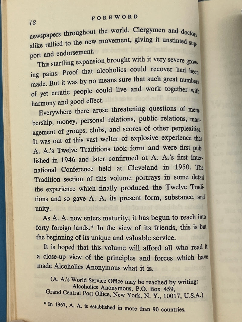 Twelve Steps and Twelve Traditions - 2nd Small Hardback Printing - 1967 Recovery Collectibles