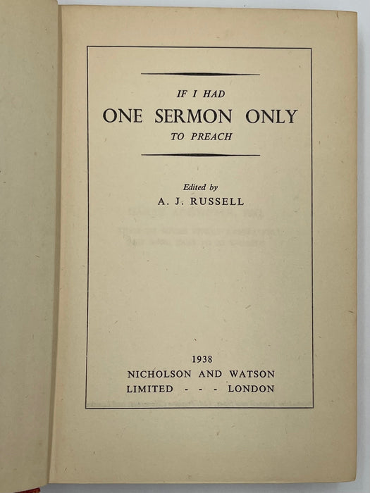 If I Had One Sermon Only To Preach - Edited by A.J. Russell Recovery Collectibles