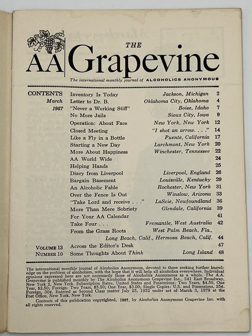 AA Grapevine from March 1957 Mark McConnell