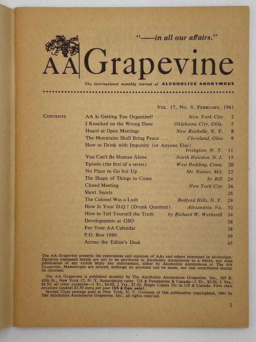AA Grapevine - February 1961 Alabama
