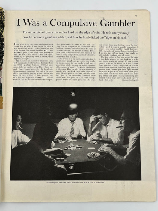 Saturday Evening Post from August 23, 1958 - I Was a Compulsive Gambler Recovery Collectibles